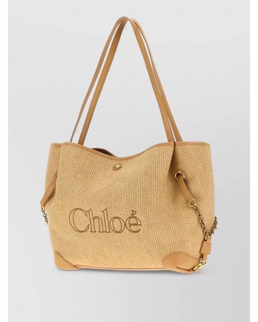Chloé Natural Raffia Tote Bag