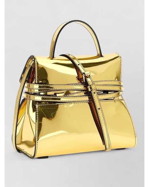 Moschino Tie Me Structured Metallic Shoulder Bag