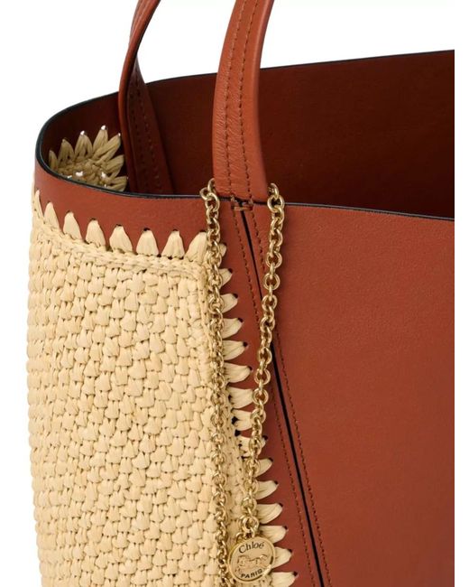 Chloé White Spin Leather Raffia Shoulder Bag Charm