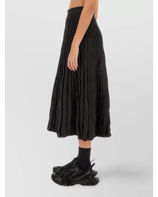 Balenciaga Black Wool Pleated Skirt