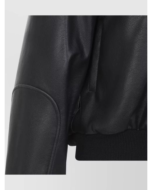 MM6 by Maison Margiela Black Cropped Padded Bomber Jacket Stand Collar