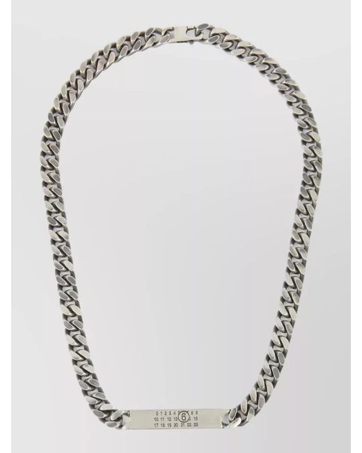 MM6 by Maison Margiela White Brass Logo Pendant Necklace for men