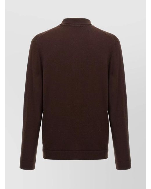 Zanone Brown Cashmere Wool Long-Sleeve Polo Shirt for men