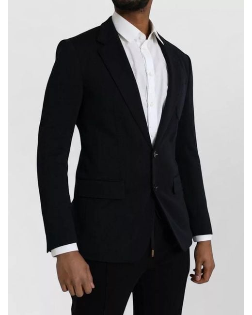 Dolce & Gabbana Blue Wool Notch Lapel Single Breasted Blazer for men