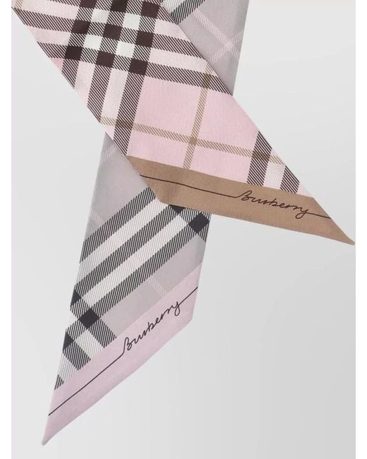 Burberry Pink Lightweight Check Pattern Scarf For Neck