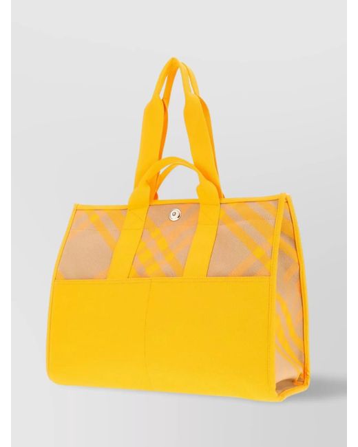 Burberry Yellow Printed Canvas Tote Bag