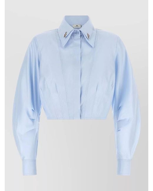 Elisabetta Franchi Blue Cropped Cotton Jacket