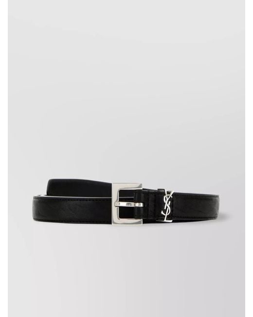 Saint Laurent White Leather Belt With Adjustable Length And-Tone Buckle for men