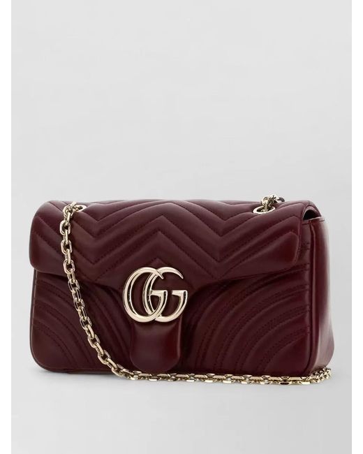 Gucci Purple Gg Marmont Medium Nappa Leather Shoulder Bag
