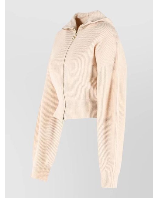 Sportmax Natural Cropped Hooded Wool Cashmere Cardigan
