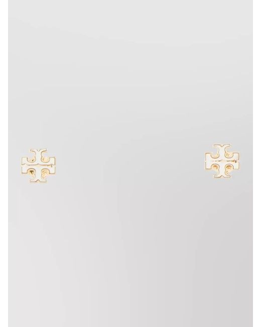 Tory Burch Metallic Metal Stud Earrings Geometric Shape Design