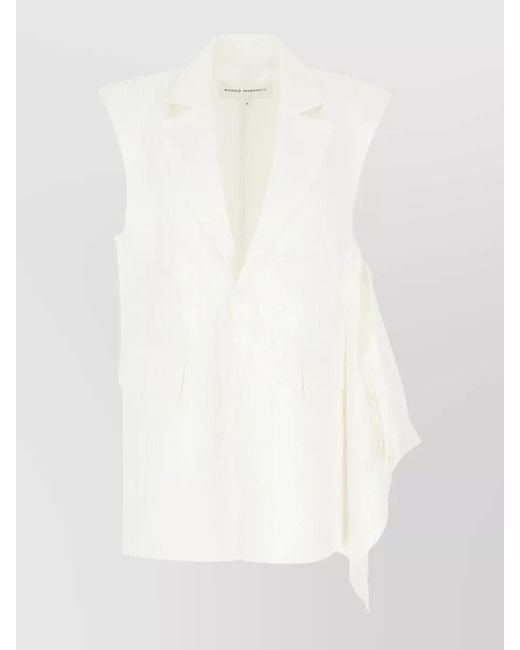Niccolò Pasqualetti White Cotton Blend Tailored Vest Asymmetric Lapel