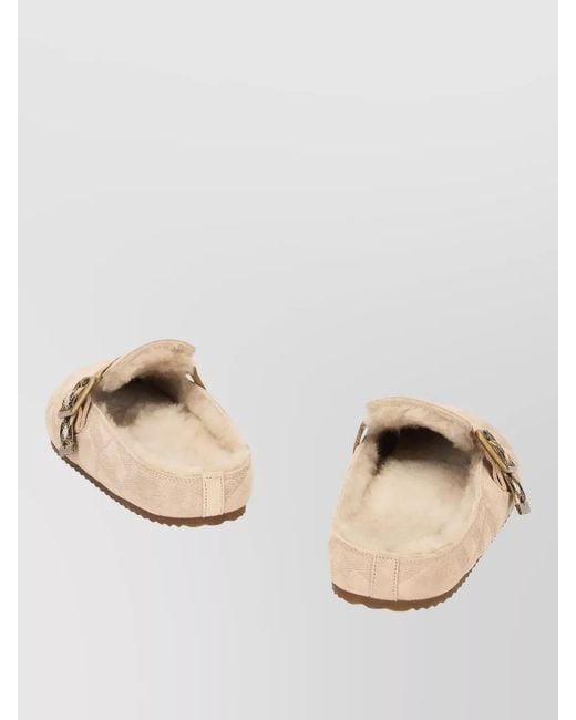 Burberry Natural Shearling Suede Urchin Slippers Slip On