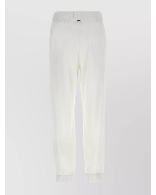 Herno White Elastic Waistband Cuffed Hem Side Pockets Trousers