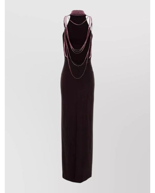 The Attico Purple Stretch Crepe Maxi Dress