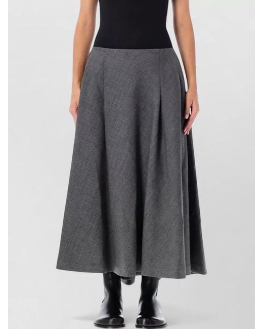 AMI Black Virgin Wool Maxi Skirt