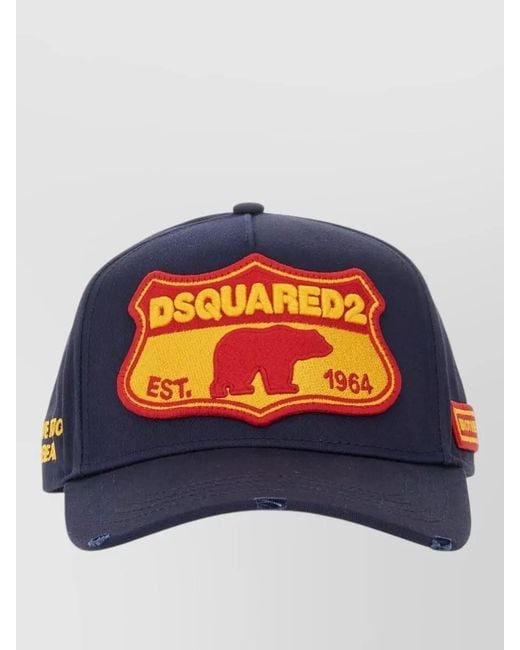DSquared² Blue Baseball Hat Curved Brim Patch Detail for men
