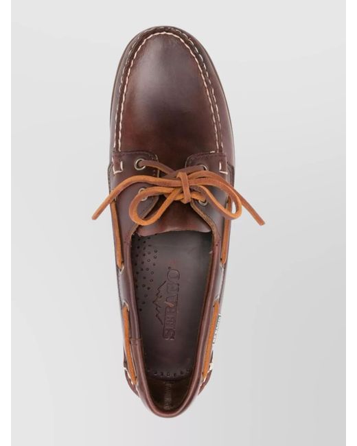 Sebago Brown Round Toe Brogues With Eyelet And Stitching for men