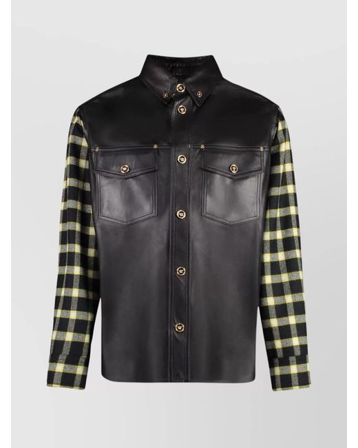 Versace Black Leather Shirt for men