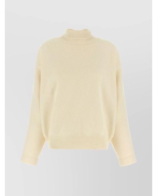 Jil Sander Natural Cashmere Wool High-Neck Long-Sleeve Jumper