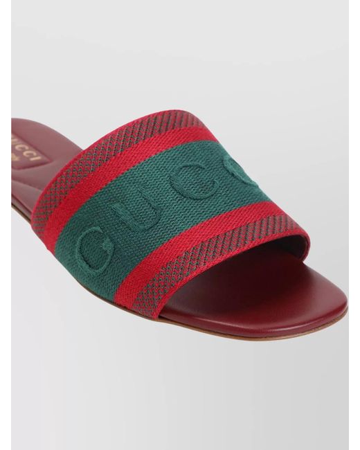 Gucci Red Leather Slides