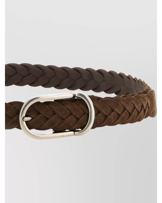 Brunello Cucinelli White Suede Woven Calf Leather Belt Loop for men
