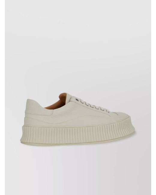 Jil Sander White Canvas Low-Top Sneakers