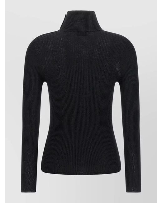 Moncler Black Logo High Neck Ribbed Knit Sweater