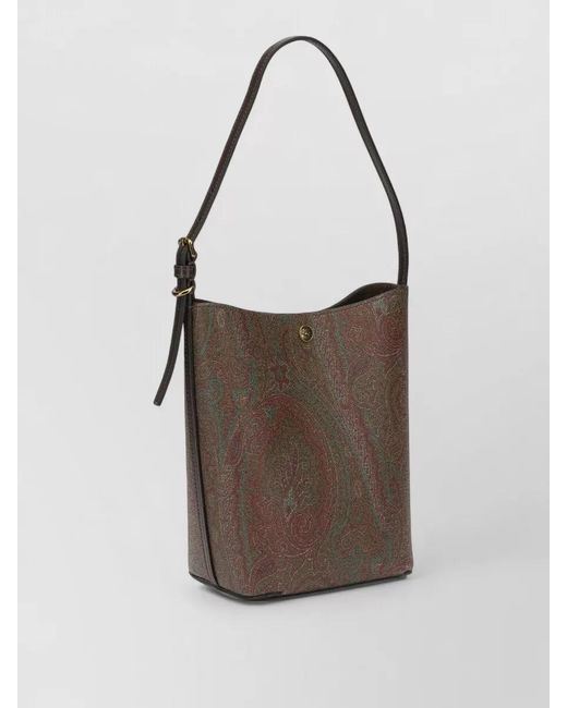 Etro White Small Bucket Shoulder Bag Adjustable Strap Paisley