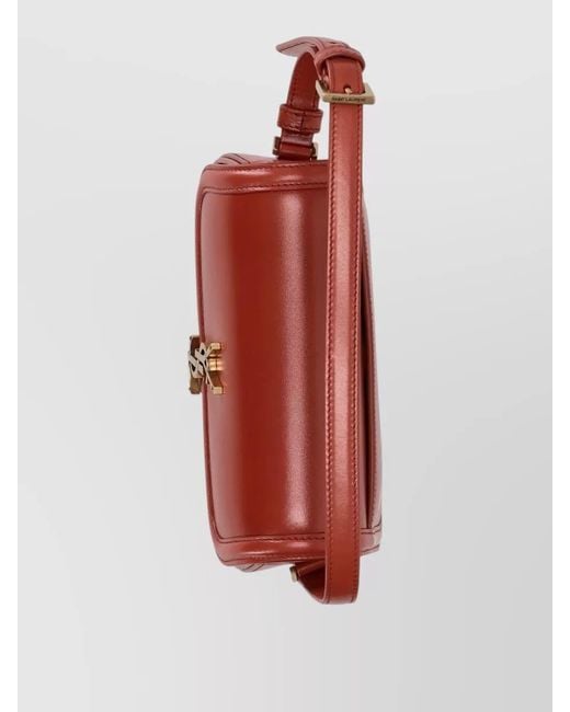 Saint Laurent Red Ysl Mini Solfer Wallet Cardholder Strap