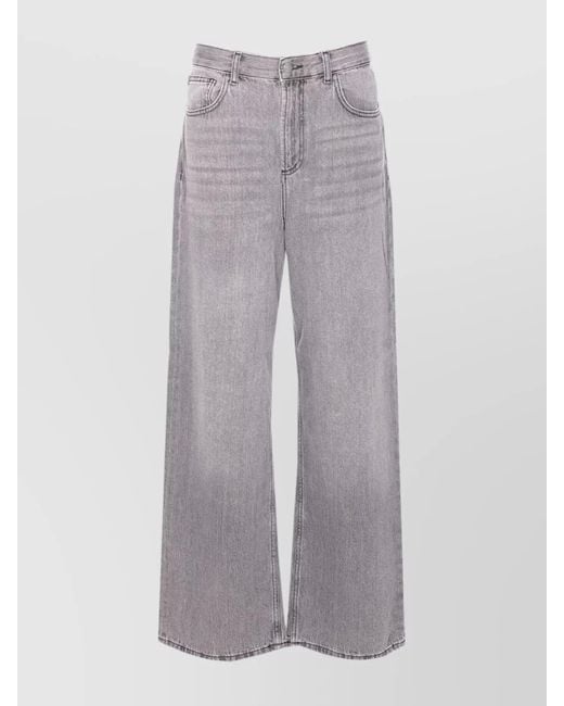 Liu Jo Gray Cotton Flared Wide-Leg Jeans