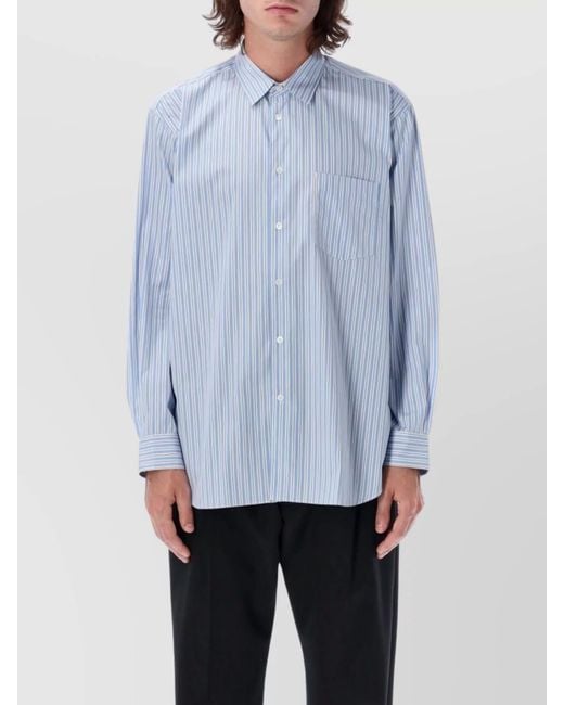 Comme des Garçons Blue Striped Cotton Shirt for men