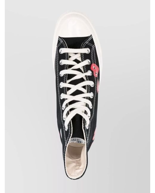 COMME DES GARÇONS PLAY White Canvas Logo Print High-Top Sneakers