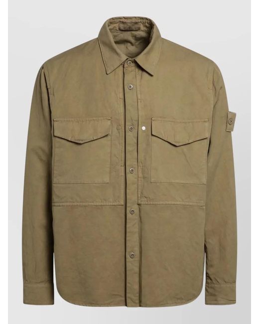 Stone Island Green Long Sleeve Shirt Chest Pockets for men