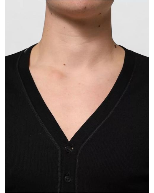 Dolce & Gabbana Black Cotton Slim-Fit V-Neck Button-Up Cardigan for men