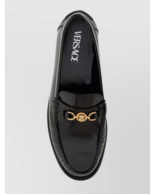 Versace Black Leather Loafers