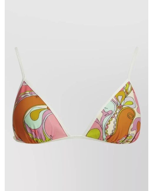 Emilio Pucci Multicolor Orchidee Triangle Bikini Top Adjustable Straps