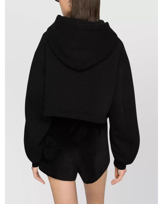 Dolce & Gabbana Black Cropped Logo Embroidery Hoodie