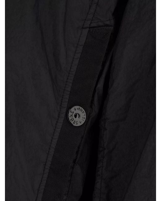 Stone Island Black Windbreaker Nylon Funnel Neck for men