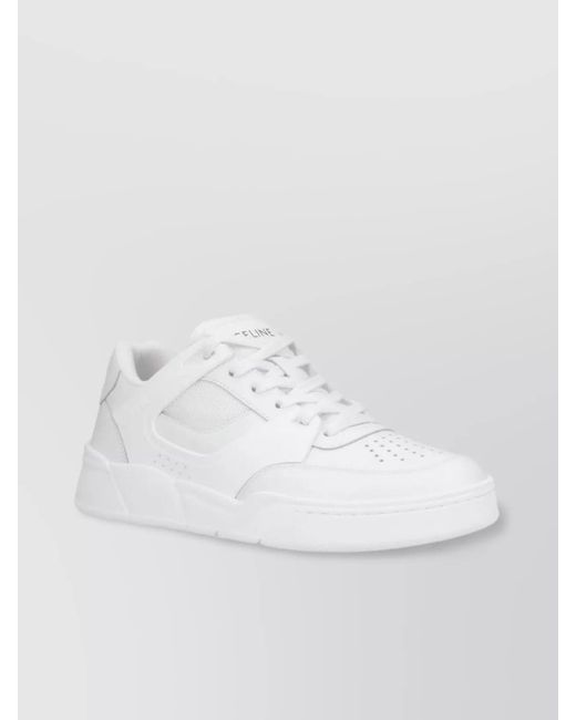 Céline White Leather Low-Top Sneakers for men