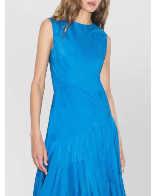 Tory Burch Blue A Line Dress Flounced Skirt Asymmetrical