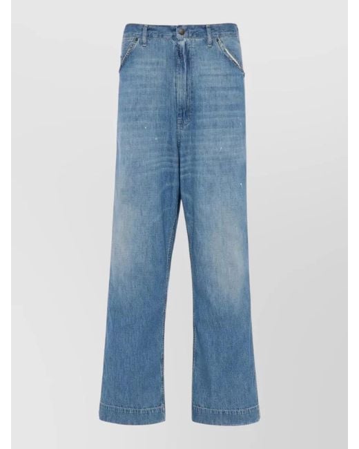 Maison Margiela Blue Denim Wide Leg Jeans Panelled Belt Loops for men