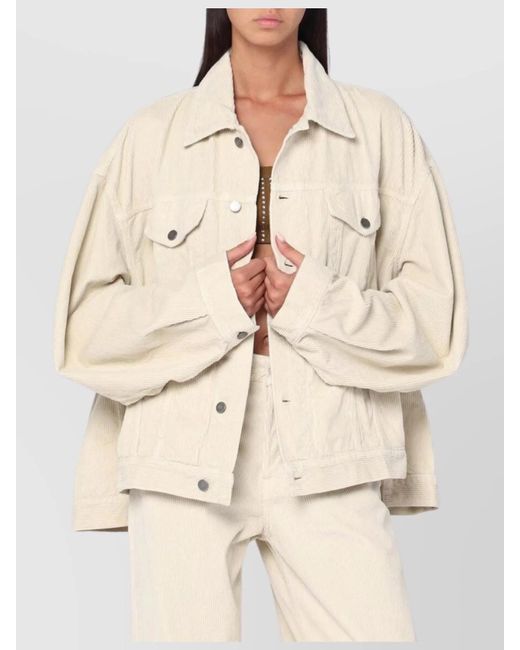 Haikure Natural Corduroy Jacket Oversized Chest Pockets