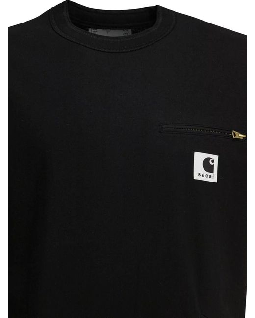 Sacai Black Carhartt Wip Chest Pocket Crew Neck T-Shirt for men