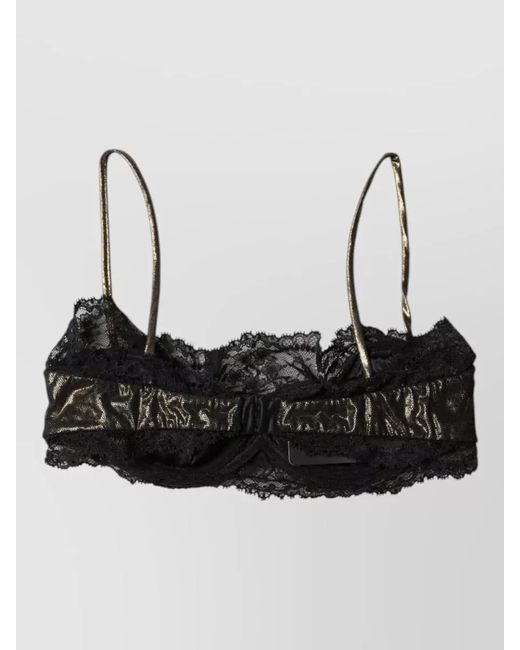 Dolce & Gabbana Black Silk Underwired Balconette Bra