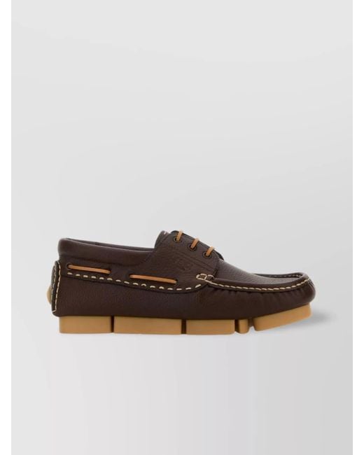 Fendi Brown Leather Deck Loafers for men