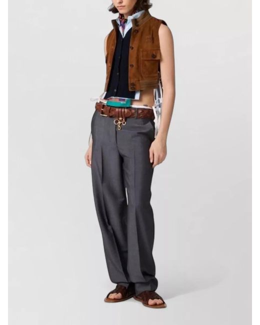 Miu Miu Brown Leather Buttoned Vest