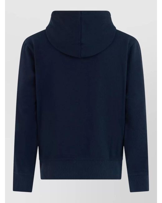 Boss Blue Cotton Logo-Print High-Collar Long-Sleeve Sweatshirt for men
