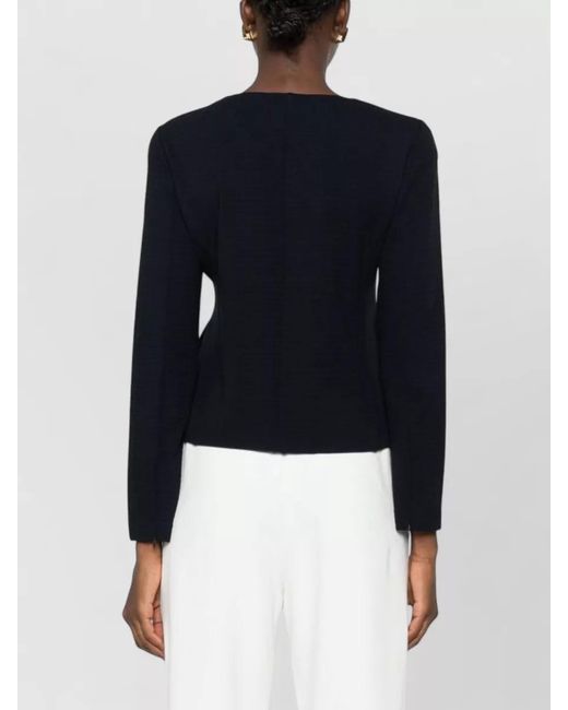 Emporio Armani Black Knit Blazer Jacket Round Neck Design