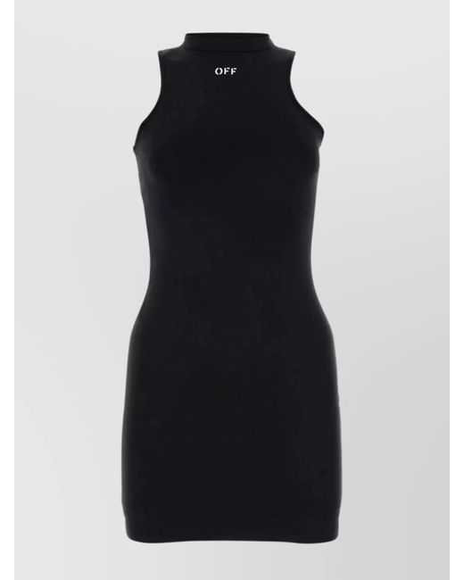Off-White c/o Virgil Abloh Black Sleeveless Logo Print Midi Dress